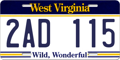 WV license plate 2AD115
