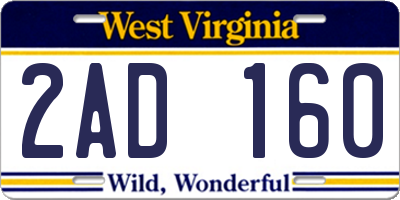 WV license plate 2AD160