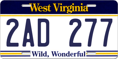 WV license plate 2AD277
