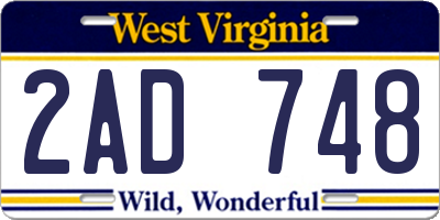 WV license plate 2AD748