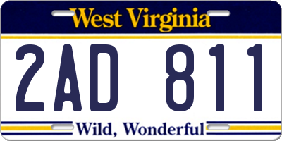 WV license plate 2AD811
