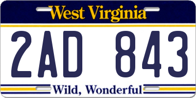 WV license plate 2AD843