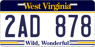 WV license plate 2AD878