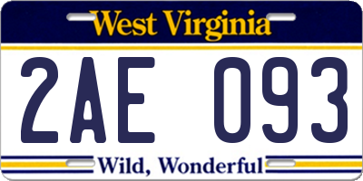 WV license plate 2AE093