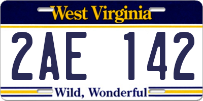 WV license plate 2AE142