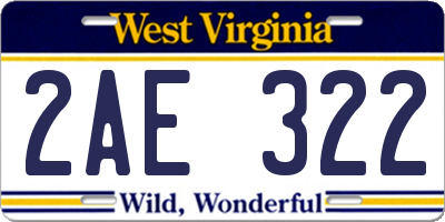 WV license plate 2AE322