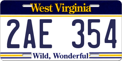 WV license plate 2AE354