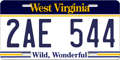 WV license plate 2AE544
