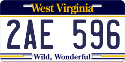 WV license plate 2AE596