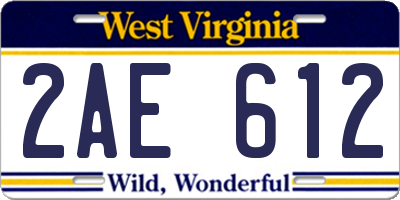 WV license plate 2AE612
