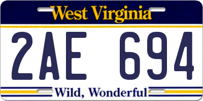 WV license plate 2AE694