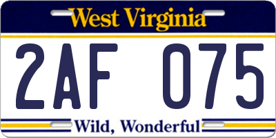 WV license plate 2AF075