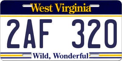 WV license plate 2AF320
