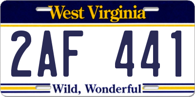WV license plate 2AF441