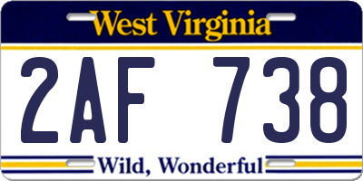 WV license plate 2AF738