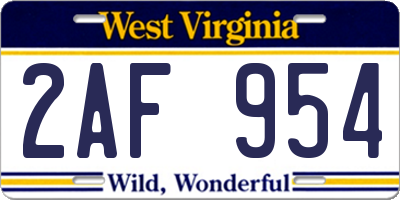 WV license plate 2AF954