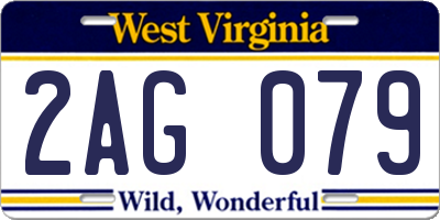 WV license plate 2AG079