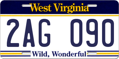 WV license plate 2AG090