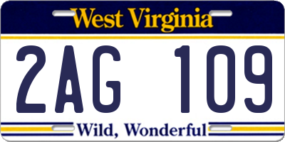 WV license plate 2AG109