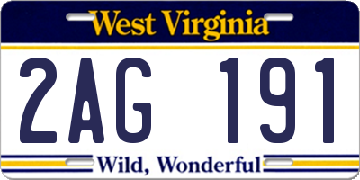 WV license plate 2AG191