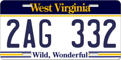 WV license plate 2AG332