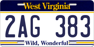 WV license plate 2AG383