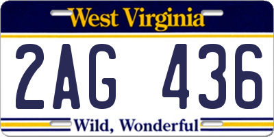 WV license plate 2AG436