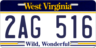 WV license plate 2AG516