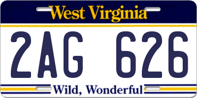 WV license plate 2AG626