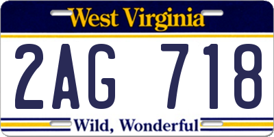 WV license plate 2AG718
