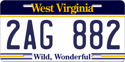 WV license plate 2AG882