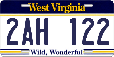 WV license plate 2AH122