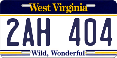 WV license plate 2AH404