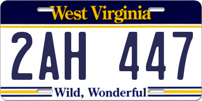 WV license plate 2AH447