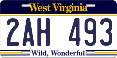 WV license plate 2AH493