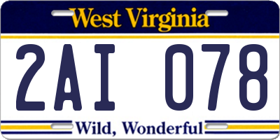 WV license plate 2AI078