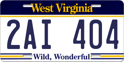 WV license plate 2AI404