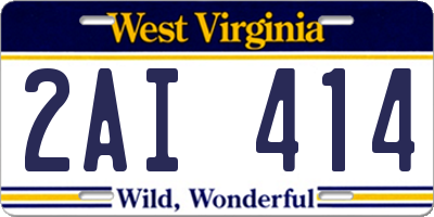 WV license plate 2AI414