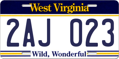 WV license plate 2AJ023