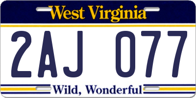 WV license plate 2AJ077