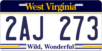 WV license plate 2AJ273