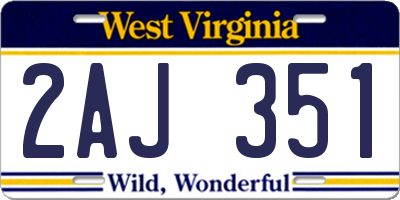 WV license plate 2AJ351