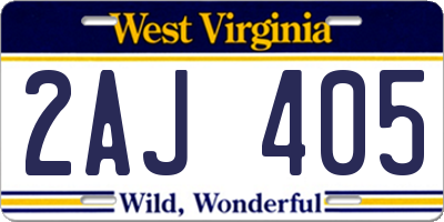 WV license plate 2AJ405