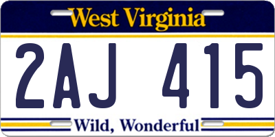 WV license plate 2AJ415