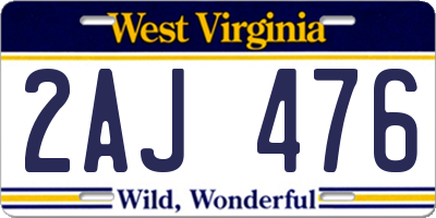 WV license plate 2AJ476