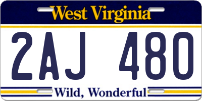 WV license plate 2AJ480