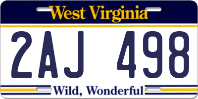 WV license plate 2AJ498