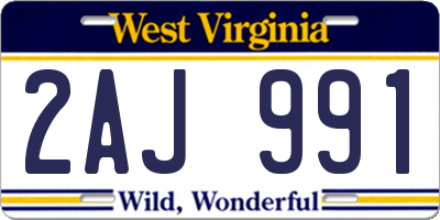 WV license plate 2AJ991