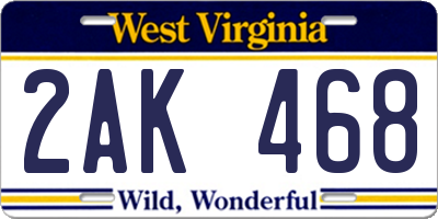 WV license plate 2AK468