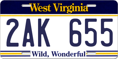 WV license plate 2AK655